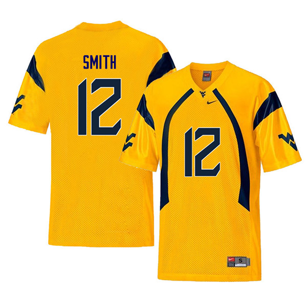 NCAA Men's Geno Smith West Virginia Mountaineers Yellow #12 Nike Stitched Football College Retro Authentic Jersey KQ23S73QF